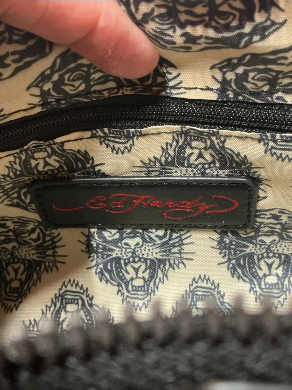 Ed Hardy Studded Jewel Baguette Shoulder Bag - Black - nwot